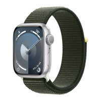 Apple Watch Series 9 41mm, Silver Aluminum Case with Sport Loop - Cypress