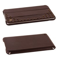 Чехол кожаный Jisoncase для iPad mini с медными заклепками коричневый