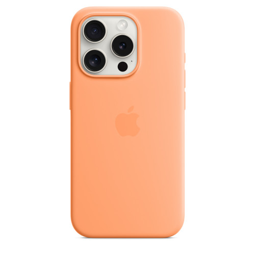 Силиконовый чехол для iPhone 15 Pro с MagSafe - Апельсиновый Сорбет (Orange Sorbet)