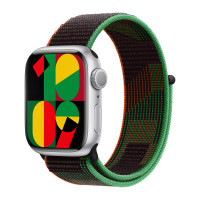 Apple Watch Series 9 41mm, Silver Aluminum Case with Sport Loop - Black Unity