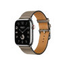 Кожаный ремешок Hermes для Apple Watch Single Tour 45mm - Темно-бежевый (Origan)