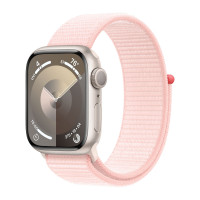 Apple Watch Series 9 41mm, Starlight Aluminum Case with Sport Loop - Light Pink