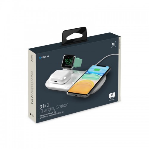 Беспроводное зарядное устройство Deppa 3 в 1 для iPhone, Watch и AirPods 17,5W