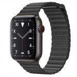 Apple Watch Edition Series 5 Titanium Space Black, 44 мм Cellular + GPS, кожаный черный браслет