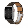 Ремешок из кожи Barénia с раскладывающейся застёжкой 45mm Hermès для Apple Watch - "Темно-коричневый"