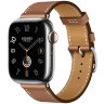 Apple Watch Hermes Series 9 41mm, классический кожаный ремешок коричневого цвета