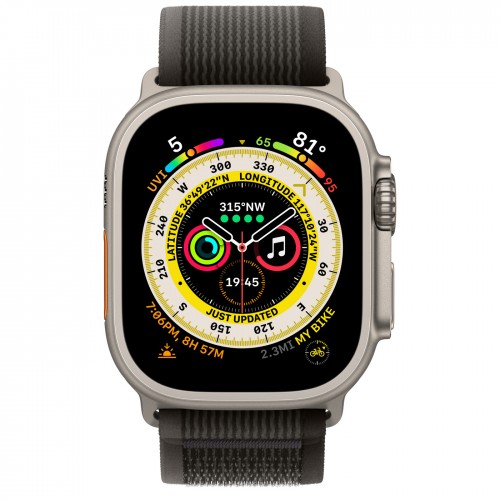 Apple Watch Ultra 49mm Titanium Case with Black / Gray Trail Loop (M/L)