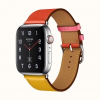 Apple Watch Series 4 Hermes, 40 мм, кожаный ремешок, оранжевый, желтый, розовый, нержавеющая сталь, Cellular + GPS