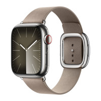 Apple Watch Series 9 41mm, Silver Stainless Steel Case with Modern Buckle - Tan