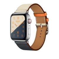 Apple Watch Series 4 Hermes, 44 мм, кожаный ремешок, индиго, бежевый, оранжевый, нержавеющая сталь, Cellular + GPS
