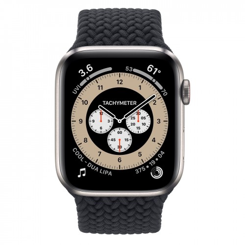 Apple Watch Edition Series 6 Titanium 44mm, плетёный монобраслет угольного цвета