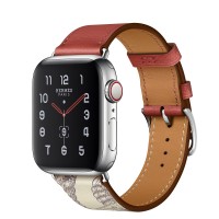 Apple Watch Hermes Series 5, 40mm Stainless Steel Case with Brique Beton Swift Leather Single Tour