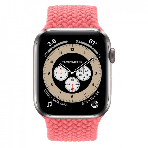 Apple Watch Edition Series 6 Titanium 44mm, плетёный монобраслет розовый пунш