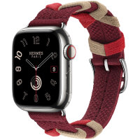 Apple Watch Hermes Series 9 41mm, ремешок из трикотажа красный