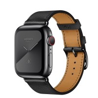 Apple Watch Hermes Series 5, 40mm Space Black Stainless Steel Case with Noir Swift Leather Single Tour