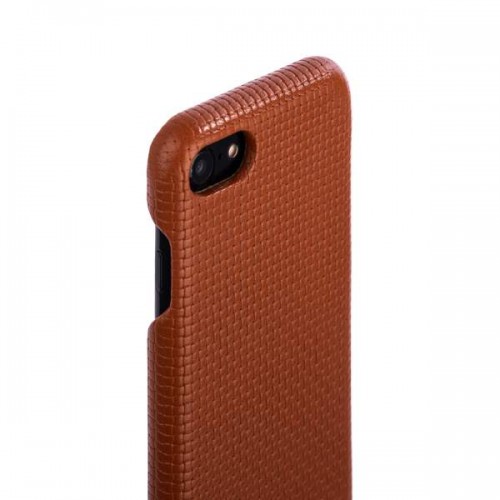 Кожаная накладка для iPhone 8 и 7 коричневая (i-Carer)