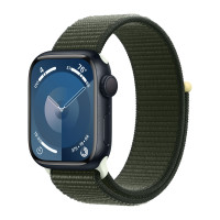 Apple Watch Series 9 45mm, Midnight Aluminum Case with Sport Loop - Cypress