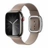 Apple Watch Series 9 41mm, Graphite Stainless Steel Case with Modern Buckle - Tan