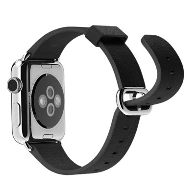 Классический черный кожаный ремешок с пряжкой для Apple Watch 38mm