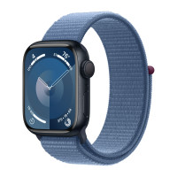 Apple Watch Series 9 45mm, Midnight Aluminum Case with Sport Loop - Winter Blue
