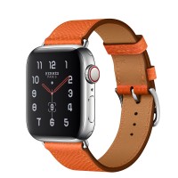 Apple Watch Hermes Series 5, 40mm Stainless Steel Case with Feu Epsom Leather Single Tour