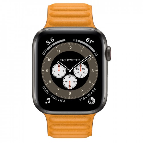 Apple Watch Edition Series 6 Titanium Space Black 44mm, кожаный ремешок "золотой апельсин"