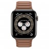 Apple Watch Edition Series 6 Titanium Space Black 44mm, коричневый кожаный ремешок