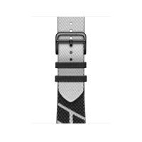 Текстильный ремешок из нейлона 41mm Hermès для Apple Watch - Черный/Светло-Серый
