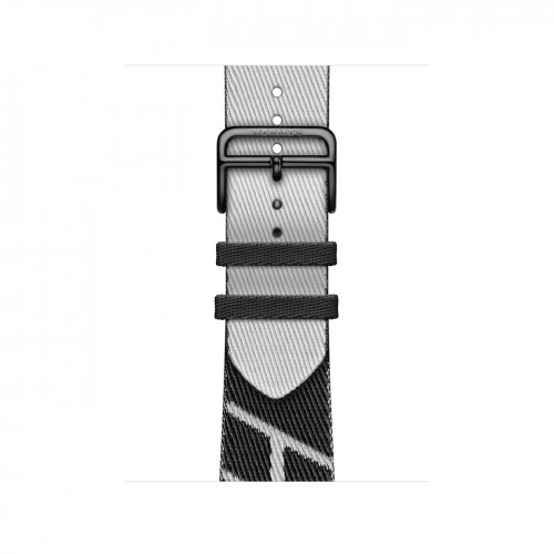 Текстильный ремешок из нейлона 41mm Hermès для Apple Watch - Черный/Светло-Серый