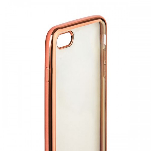 Чехол силиконовый для iPhone 8 и 7 супертонкий с "розовое золото" ободком