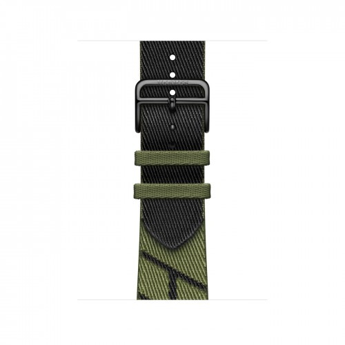 Текстильный ремешок из нейлона 41mm Hermès для Apple Watch - Веронезийский Зеленый/Черный