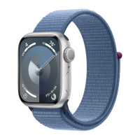 Apple Watch Series 9 45mm, Silver Aluminum Case with Sport Loop - Winter Blue
