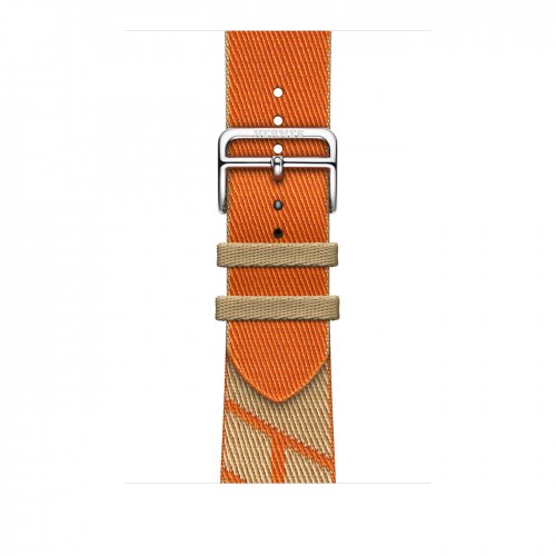 Текстильный ремешок из нейлона 45mm Hermès для Apple Watch - Крафт/Оранжевый
