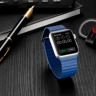 Ремешок кожаный для Apple Watch 42мм Рифленый (Синий)