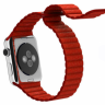Ремешок кожаный для Apple Watch 42мм Рифленый (Красный)