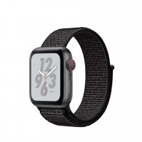 Apple Watch Series 4 Nike+, 40 мм LTE, серебристый алюминий, браслет найк из чёрного нейлона