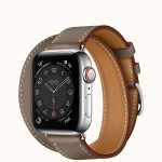 Apple Watch Series 6 Hermes 40mm, ремешок Double Tour из кожи Swift цвета Etoupe