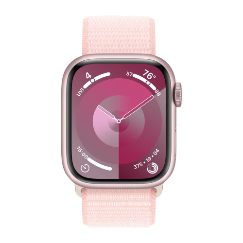 Apple Watch Series 9 45mm, Pink Aluminum Case with Sport Loop - Light Pink