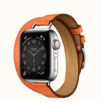 Apple Watch Series 6 Hermes 40mm, ремешок Attelage Double Tour из кожи Barenia цвета Orange