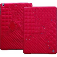 Кожаный чехол для iPad Air Jisoncase Bling красный со стразами