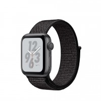 Apple Watch Series 4 Nike+, 40 мм серебристый алюминий, браслет найк из чёрного нейлона