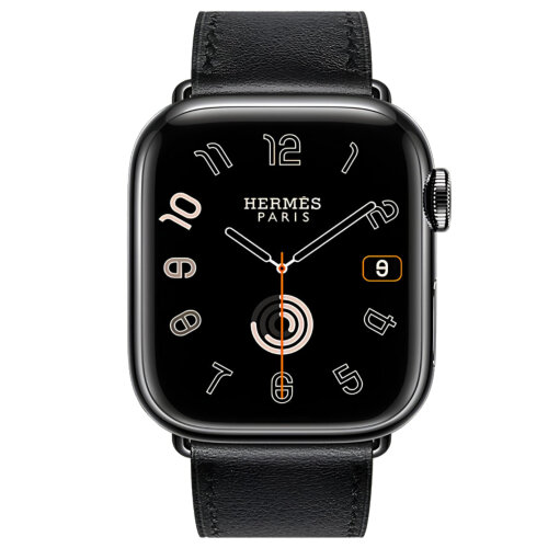 Apple Watch Series Hermes 9 41mm, черный корпус, классический кожаный черный ремешок
