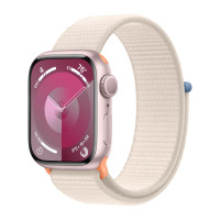 Apple Watch Series 9 45mm, Pink Aluminum Case with Sport Loop - Starlight