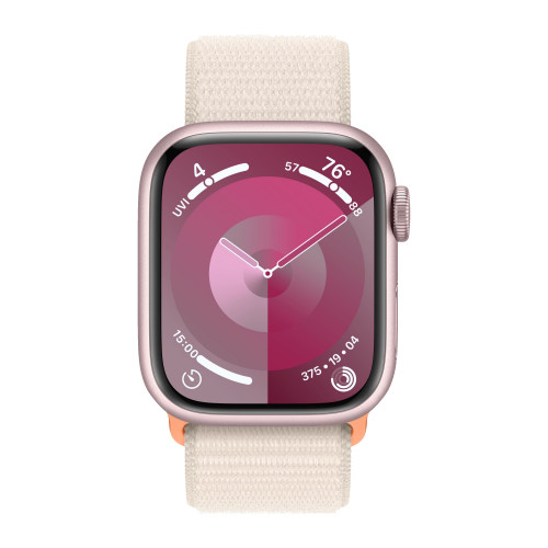 Apple Watch Series 9 45mm, Pink Aluminum Case with Sport Loop - Starlight