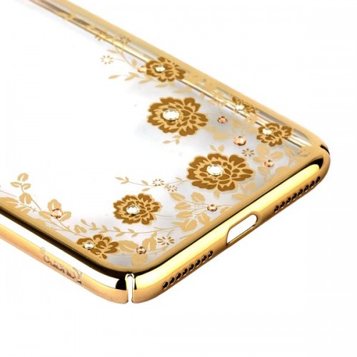 Чехол-накладка со стразами Swarovski для iPhone 8 Plus и 7 Plus- золотистый с желтыми цветами