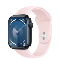 Apple Watch Series 9 41mm, Midnight Aluminum Case with Sport Band - Light Pink