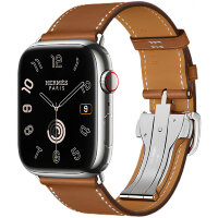 Apple Watch Hermes Series 9 45mm, коричневый ремешок с раскладывающейся застежкой