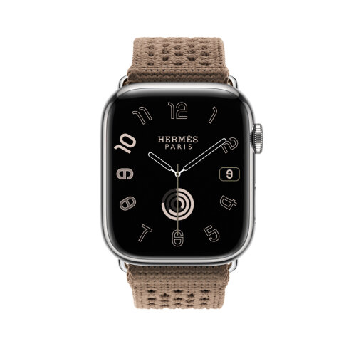 Ремешок Hermes для Apple Watch 45mm Beige de Weimar Tricot Single Tour - Коричневый