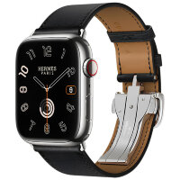 Apple Watch Hermes Series 9 45mm черный ремешок с раскладывающейся застежкой