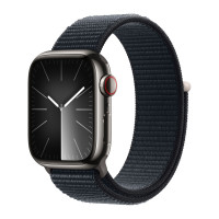 Apple Watch Series 9 41mm, Graphite Stainless Steel Case with Sport Loop - Midnight